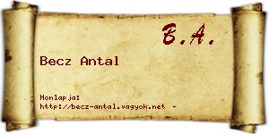 Becz Antal névjegykártya